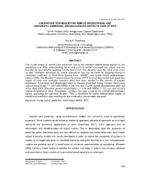 Validation Techniqu for Operational