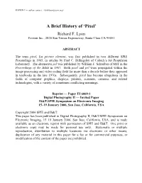 2006 SPIE Invited Paper: a Brief History of 'Pixel'