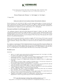 2020-08-19 KMR H1 2020 Results and Interim Dividend Announcement