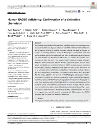 Human RAD50 Deficiency: Confirmation of a Distinctive Phenotype