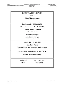 REGISTRATION REPORT Part a Risk Management