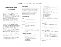Summary of UNIX Commands- Version 3.2