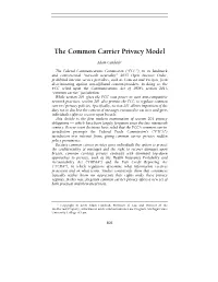 The Common Carrier Privacy Model