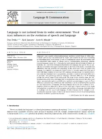 Vocal Tract Influences on the Evolution of Speech and Language