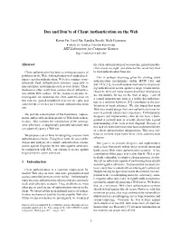 Dos and Don'ts of Client Authentication on the Web