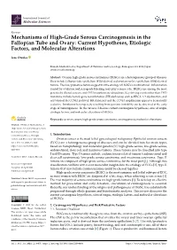 Mechanisms of High-Grade Serous Carcinogenesis in the Fallopian Tube and Ovary: Current Hypotheses, Etiologic Factors, and Molecular Alterations
