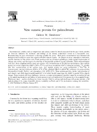 New Oceanic Proxies for Paleoclimate