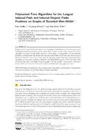 Polynomial-Time Algorithms for the Longest Induced Path and Induced Disjoint Paths Problems on Graphs of Bounded Mim-Width∗†