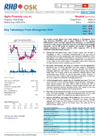 Agile Property (3383 HK) Neutral (Maintained) Property - Real Estate Target Price: HKD6.30 Market Cap: USD3,051M Price: HKD6.04