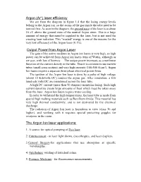 (Ar+) Laser Efficiency Output Power from Argon Laser the Argon Ion
