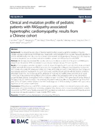 Clinical and Mutation Profile of Pediatric Patients with Rasopathy