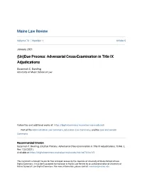 Due Process: Adversarial Cross-Examination in Title IX Adjudications
