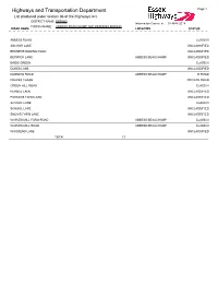 Highways and Transportation Department Page 1 List Produced Under Section 36 of the Highways Act