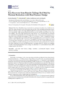 Iron Recovery from Bauxite Tailings Red Mud by Thermal Reduction with Blast Furnace Sludge