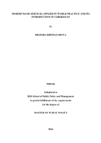 Modern Bank Services Applied in World Practice and Its Introduction in Uzbekistan