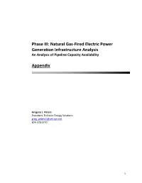 Phase III: Natural Gas-Fired Electric Power Generation Infrastructure Analysis an Analysis of Pipeline Capacity Availability
