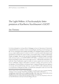 Pretation of Karlheinz Stockhausen's LICHT Ian Parsons