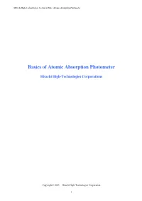 Basics of Atomic Absorption Photometer