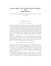 Caste and Mate Selection in Modern India Online Appendix