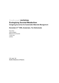 Conaccount Workshop Ecologizing Societal Metabolism Designing Scenarios for Sustainable Materials Management