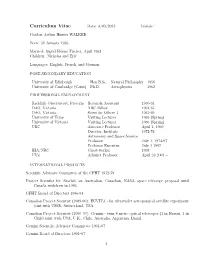 Curriculum Vitae Date: 4/03/2013 Initials