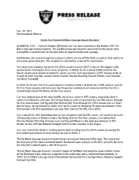 Dec. 20, 2017 for Immediate Release Derek Carr Named Ed Block
