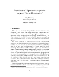 Duns Scotus's Epistemic Argument Against Divine Illumination