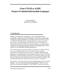 From UNCOL to ANDF: Progress in Standard Intermediate Languages