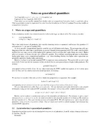 Notes on Generalized Quantifiers