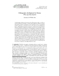 Orthography Development for Darma (The Case That Wasn’T)