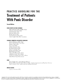 PRACTICE GUIDELINE for the Treatment of Patients with Panic Disorder
