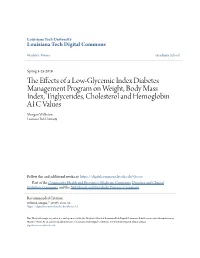 The Effects of a Low-Glycemic Index Diabetes Management Program On