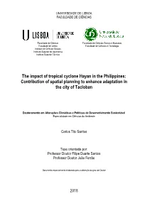 The Impact of Tropical Cyclone Hayan in the Philippines: Contribution of Spatial Planning to Enhance Adaptation in the City of Tacloban