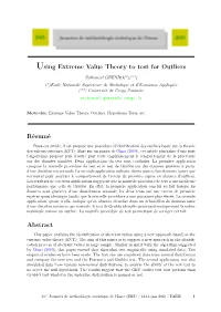 Using Extreme Value Theory to Test for Outliers Résumé Abstract
