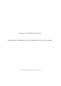 1 Program and Abstract Booklet Workshop On