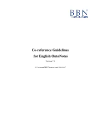 Co-Reference Guidelines for English Ontonotes