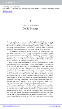 David Mamet - Edited by Christopher Bigsby Excerpt More Information