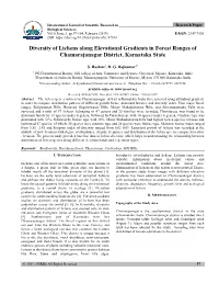 Diversity of Lichens Along Elevational Gradients in Forest Ranges of Chamarajanagar District, Karnataka State