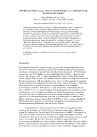 Introducing a Fifth Pedagogy: Experience-Based Strategies for Facilitating Learning in Natural Environments