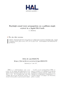 Rayleigh Sound Wave Propagation on a Gallium Single Crystal in a Liquid He3 Bath G