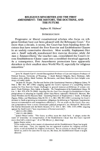 Religious Minorities and the First Amendment: the History, the Doctrine, and the Future