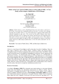 Study on the User Need in Public Library in the Light of NML: a Case Study in Barrackpore Subdivision of West Bengal