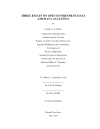 Three Essays on Open Government Data and Data Analytics