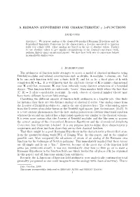 A RIEMANN HYPOTHESIS for CHARACTERISTIC P L-FUNCTIONS