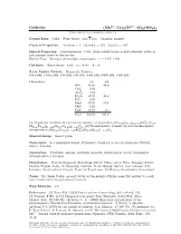 Calderite (Mn ; Ca)3(Fe ; Al)2(Sio4)3 C 2001 Mineral Data Publishing, Version 1.2 ° Crystal Data: Cubic