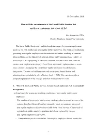 How Will the Amendments of the Local Public Service Act and Local Autonomy Act Affect Alts?