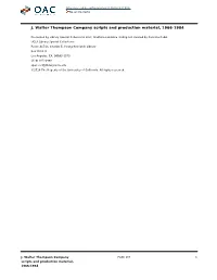 J. Walter Thompson Company Scripts and Production Material, 1966-1984