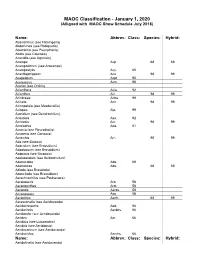 MAOC Classification - January 1, 2020 (Alligned with MAOC Show Schedule July 2018)