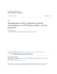 Quantification of Nox Reduction Via Nitrate Accumulation on a Tio2