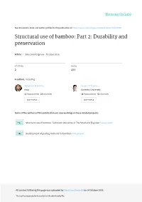 Structural Use of Bamboo: Part 2: Durability and Preservation
